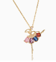 Collier pendentif ballerine étincelant en cristal et strass, collier de danseuse pour femmes et filles, cadeau pour les amoureuses de la danse, bijoux