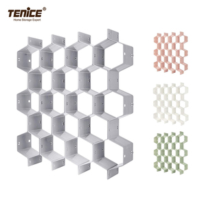 Tenice-Séparateur de <span class=keywords><strong>tiroir</strong></span> en nid d'abeille pour sous-vêtements ceinture-écharpe chaussettes organisateur réglable en plastique 50 multifonction - Product Image 1