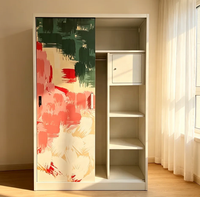 Armoire de chambre à coucher moderne en métal blanc à 2 portes avec miroirs et décorations florales, robuste et durable