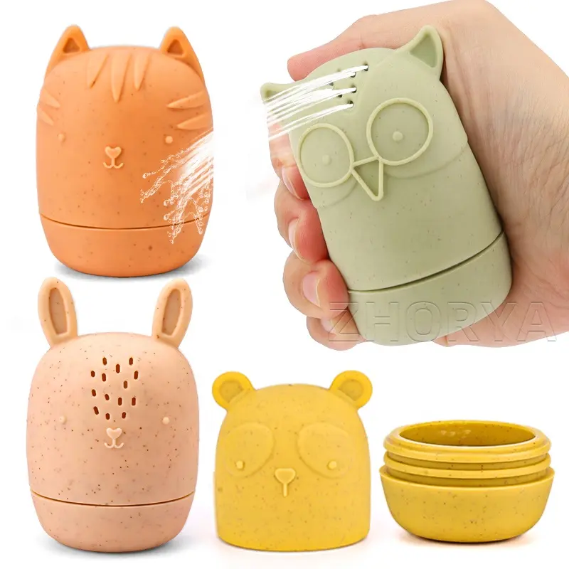 Zhorya logotipo personalizado Animal silicona juguetes de baño conjunto agua pulverizada infantil agua bebé baño juguete ducha para niños