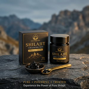 Your Brand <b>Himalayan</b> Wild <b>Shilajit</b> Resin 20g <b>Pure</b> Natural Oleoresin Health Food Grade in Glass Container - Product Image 1
