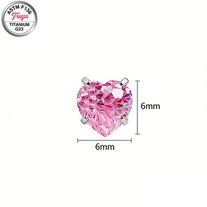 फ्रीया टाइटेनियम इयररिंग्स जिरकोनिया बिल्ली के लिए गुलाबी दिल के फूल फैशन स्टड महिलाओं के लिए स्टड हेलिक्स लैबरेट भेदी गहने - Product Image 2