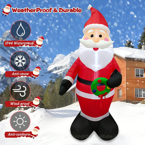 Indoor Outdoor IP44 Waterproof LED DC 7FT Santa Holding Christmas Wreath Inflatable Eco-friendly Decoration for Home Lawn Garden - Product Image 6