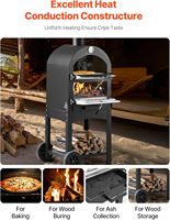 Four à pizza au bois pour l'extérieur, avec 2 roues amovibles, idéal pour la cuisson et la grillade (vente en gros)