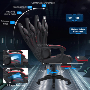 Échantillon gratuit de chaise de jeu rouge avec haut-parleurs <span class=keywords><strong>Bluetooth</strong></span> et lumières LED RVB chaise de jeu d'ordinateur de massage avec repose-pieds - Product Image 2