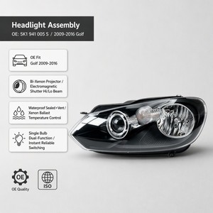 Faro Delantero Izquierdo OEM 5K1941005S 5K1941006S Xenón Bi-Xenón D1S LED DRL con Lente de Proyector para <span class=keywords><strong>VW</strong></span> <span class=keywords><strong>Golf</strong></span> Mk6 GTI PQ35 Hatchback - Product Image 1