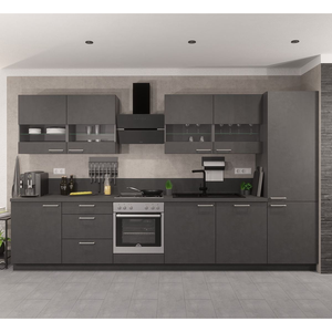 Cuisine équipée avec îlot central au design bicolore noir et blanc, aspect minimaliste, épuré et facile d'entretien - Product Image 2