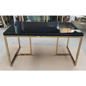 Metal (Stainless steel/iron) legs material size 140*80 firm top dining table suitable for home use but also for commercial place