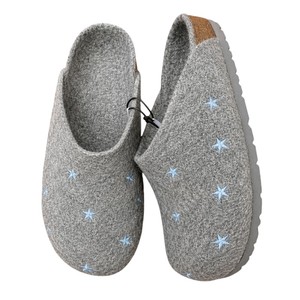 <b>Women's</b> Embroidery Felt Clogs <b>Slip</b> On Closed Toe EVA Sole Wool Blend Comfort Shoes for Autumn Winter Home Wear - Product Image 1