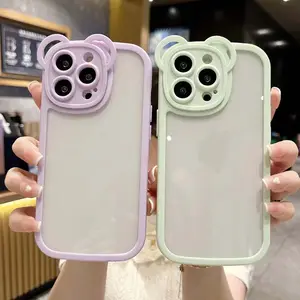Creative Candy Color Bear Style 3in1 Hard Acrylic TPU Bumper Transparent Mobile Phone Back Cover Case For Iphone 6 6S