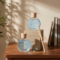 Diffuseur d'huiles essentielles rond en verre et rotin, écologique, sans alcool, parfum longue durée, 60 ml, 100 ml, couleurs personnalisables