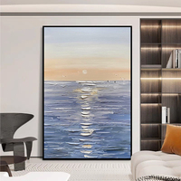 Peinture à l'huile abstraite 3D texturée au couteau, paysage marin, sur toile grand format, faite à la main, décoration murale moderne pour la maison, bords entièrement peints