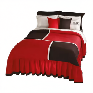 Kike Double Quilt Set 4 Pcs <b>Red</b> Brown Modern Style All Season <b>Bedding</b> Home Use - Product Image 1
