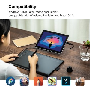Huion — accessoires d'ordinateur tactile numérique H1060P, stylo design pour enfants, <span class=keywords><strong>tablette</strong></span> de <span class=keywords><strong>dessin</strong></span> - Product Image 6