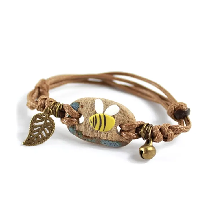 MECYLIFE 2016 Wholesale Lovely Braided Ceramic Handmade Jewelry Bee Bracelet
