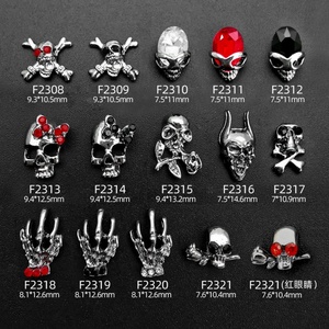 Accesorios para Uñas de Estilo Punk, Diseño de Corazón Kroos, Accesorios para Uñas de Aleación con Calavera y Rosa, Diamantes para Uñas, Venta al Por Mayor - Product Image 1