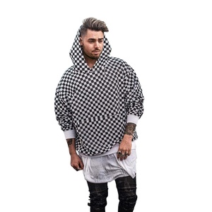 Quần Áo Nhà cung cấp thời trang dạo phố màu đen và trắng Checker hoodie người đàn ông - Product Image 1