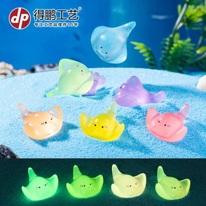 Adorno de resina Dp con forma de manta raya, decoración para mini acuario, accesorio artesanal de estilo caricatura para pecera, paisaje marino - Product Image 4