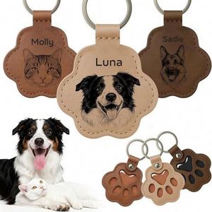 Llavero con Forma de Pata y Logotipo Personalizado, Estuche para Guardar Pelo de Mascota, Bolsa de Almacenamiento de Cuero PU, Colgante - Product Image 4