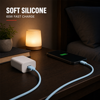 Câble USB PD 60W en silicone avec design en alliage d'aluminium compatible avec ordinateur portable, moniteur, téléphone portable