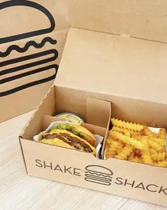 Cajas biodegradables cuadradas para llevar patatas fritas, Tacos personalizados para llevar comida, embalaje de hamburguesas