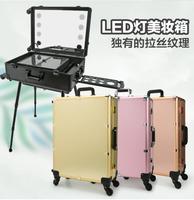 Trousse de Maquillage Pliable et Pratique de 24 Pouces avec Grande Capacité de Rangement et Lumière LED Intégrée pour les Produits de Beauté