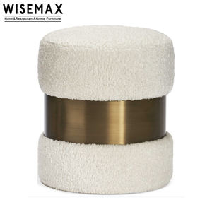 WISEMAX FURNITURE meubles de salon canapés ottoman luxe laine d'agneau fourrure lit bout tabouret petit rond <span class=keywords><strong>coiffeuse</strong></span> tabouret - Product Image 4