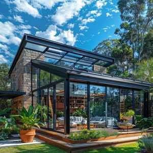 Kits de véranda en aluminium bon marché nouveau design moderne verre trempé laminé maison autoportante jardin d'hiver pignon véranda aménagée - Product Image 1