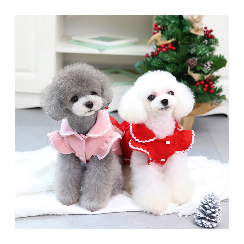Lovely Christmas Dog Dress Winter Warm Soft Girl Dog Dress for