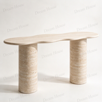 Table console d'entrée en marbre naturel Dream Home, plateau asymétrique, pieds en pierre coniques, pour une décoration d'entrée contemporaine