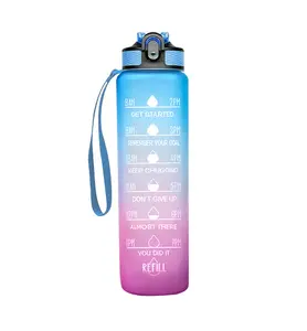 32盎司激励水瓶，带翻转顶部和可移动的吸管BPA免防漏水罐，用于运动/户外/露营