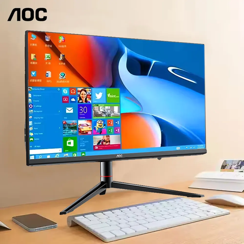 AOC All in One PC 24" FHD Screen Celeron N5095 8G 256G SSD 1080P OEM AIO All-in-One Desktop Computer with UPS Battery