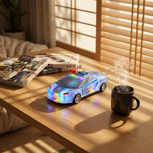 Voiture de police lumineuse à friction avec musique et feux clignotants pour enfants – Jouet pour jeu imaginatif - Product Image 4