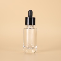 Flacon compte-gouttes en verre cylindrique de 30 ml de qualité supérieure avec base lourde et pipette en caoutchouc pour huile visage et produits de beauté – Service OEM ODM
