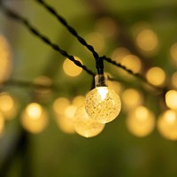 Guirnalda de Luces Solares para Exteriores, 50 Luces LED de Cristal en Forma de Globo, Impermeables, 8 Modos, Alimentadas por Energía Solar, para Decoración de Patio, Jardín, Fiestas y Árboles