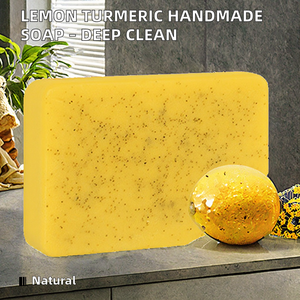 Savon Solide Artisanal Exfoliant Éclaircissant au Citron et Curcuma Nettoyage Profond Quotidien Hydratation de la Peau Affinage des Pores Contrôle du Sébum - Product Image 2