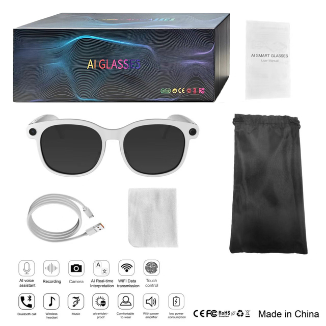 WK105 Smart BT AI Glasses HD Camera Voice Translation 270mAh Blue Light 800W Anti-Shake Dual-mic Noise Cancellation Custom Fit