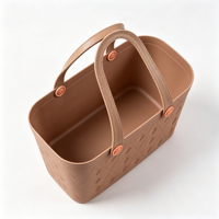 Panier portable grande capacité avec poignée en plastique pour pique-nique et rangement alimentaire domestique