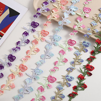 Aksesoris Rambut Kalung Bordir Bunga Kecil 3 cm Bahan Poliester Benang Polyester untuk Pakaian Wanita