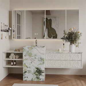 Muebles de Baño de Lujo de 36-92 Pulgadas con Lavabo Individual, Mueble de Madera Maciza con Cajones, Mueble Flotante con Lavabo Individual - Product Image 1