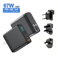 Chargeur mural USB Type-C PD 67W QC3.0 en gros avec OTP pour téléphones, ordinateurs portables, tablettes 17/16/15 pouces et utilisation industrielle/appareils photo - Adaptateur universel