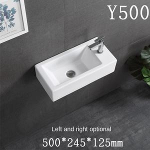 حوض غسيل سيراميك معلق على الحائط بفتحة واحدة وصنبور بتصميم عصري بسيط للحمام والشرفة - Product Image 6