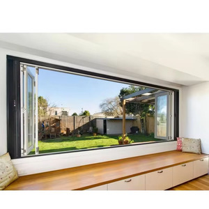 Cocina comercial Ventana de acordeón plegable Aleación de aluminio Ventanas plegables al aire libre superior/inferior Diseño gráfico vertical Exterior - Product Image 2