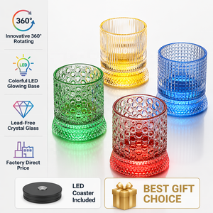 Venta al por mayor de fábrica: Vaso de whisky giratorio luminoso viral con posavasos iluminado para fiestas en discotecas, set de vasos para aliviar el estrés, a granel. - Product Image 1