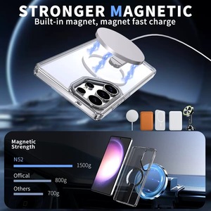 Coque arrière magnétique transparente mate avec support intégré pour Samsung S25 S26 Ultra S25 Edge, étui de protection antichoc en TPU+PC - Product Image 3