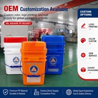 Paquet de détergent pour produits chimiques liquides étanche carré 20 litres 5 gallons seau en plastique blanc avec couvercles