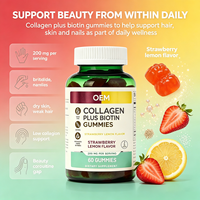 Gummies de collagène à marque privée OEM, 60 unités, 200 mg avec biotine, saveur fraise-citron, complément alimentaire