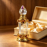 Flacon vide de 3 ml pour Attar Arabe, en verre transparent décoratif, pour huile d'Oud ou huile essentielle, avec boîte d'emballage dorée