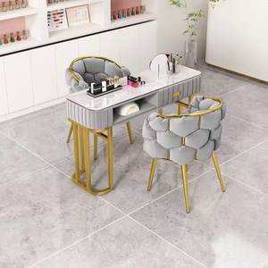 Table de manucure, ensemble table et chaise spécial pour salons de manucure, armoire de rangement, table d'opération pour ongles, table de manucure luxueuse pour deux personnes - Product Image 1