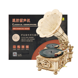 Untuk pemutar rekaman vinil blok bangunan Puzzle <span class=keywords><strong>3D</strong></span> kayu hadiah mainan DIY - Product Image 1